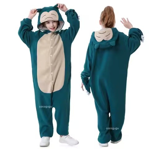 Snorlax Costume For Boy Girl Pokemon Cosplay Kigurumis Anime Cute Onesie Pajama Halloween Festival Party Suit Winter Outfit