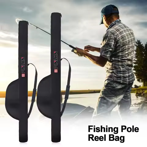 New Portable Fishing Rod Bag With Shoulder Strap Folding Fishing Pole Reel Bag 118/128cm Fishing Rod Case