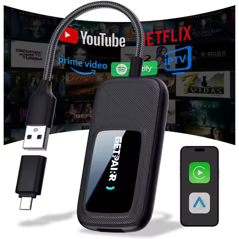 Getpairr Play2Video Ultra AI Box Wireless CarPlay Android Auto Adapter Built in Youtube Netflix IPTV Spotify Car Accessories
