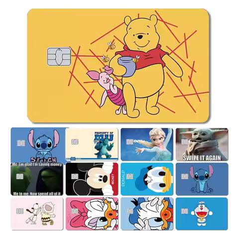 2025 Fashion Mickey Winne Pooh Stitch PVC Sticker Film Skin Cover for Credit Debit Card No Fade