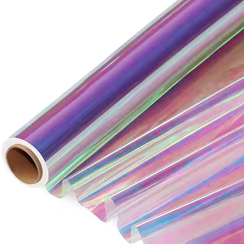 1 roll Iridescent Cellophane Wrap for Gift Baskets Wrapping Paper Holographic Cellophane Wrap Roll for Gift Floral 32in x 50 Ft