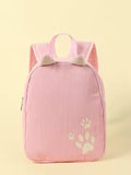 Girls Pink Paw Pattern Cartoon Ear Decor Classic Backpack