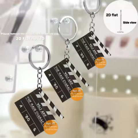 "You Are The Main Character" Pendant Keychain Clapperboard 2D Flat Acrylic Ornament Charms Hanging Decoration for Bag Party Gift