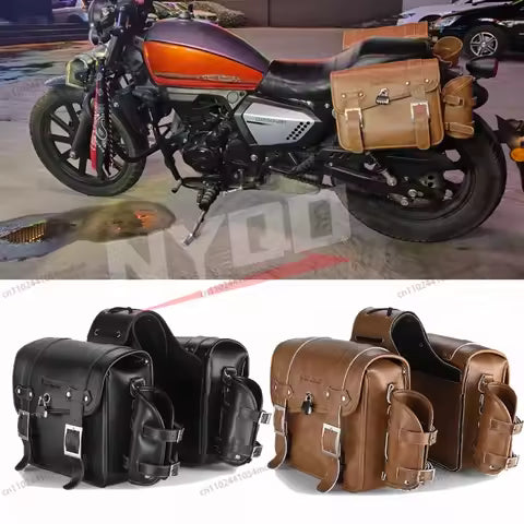Motorcycle Vintage Soft Saddle Leather Bags 16L Large Capacity Saddlebags Motorcycle Parts and Accessories Bicycle Side Bag
