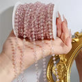 1 Meter/2 Meters Faceted Pink Crystal Glass Beads Copper Link Chain Bulk for Craft DIY Necklaces Bracelets Jewelry Making