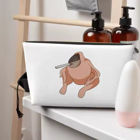 Fish Face Chicken Smoking A Cigarette Meme Women Cosmetic Bags Travel Makeup Organizer Pouch Toiletry Storage Dopp Kit Case