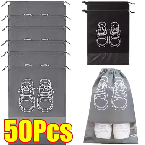 1-50Pcs Shoes Storage Organizer Bags Waterproof Pocket Clothing Classified Hanging Bag Non-Woven Shoe Dust Bags Moistureproof