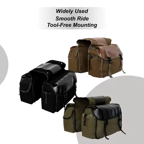 Bike Bag Waterproof Canvas Saddlebag Motorcycle Tool Bag For Motorbike Bicycle Scooter Biking Touring Commuting Travel Road Trip
