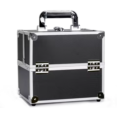 Aluminum Alloy Makeup Train Case Jewelry Box Organizer, Large Capacity, With Handle