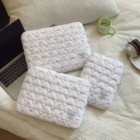 1 Pc Bow Print Love Embroidery Laptop Bag 11 Inch/14 Inch/15 Inch Computer Bag Protection Case Laptop Sleeve Computer Case Bag