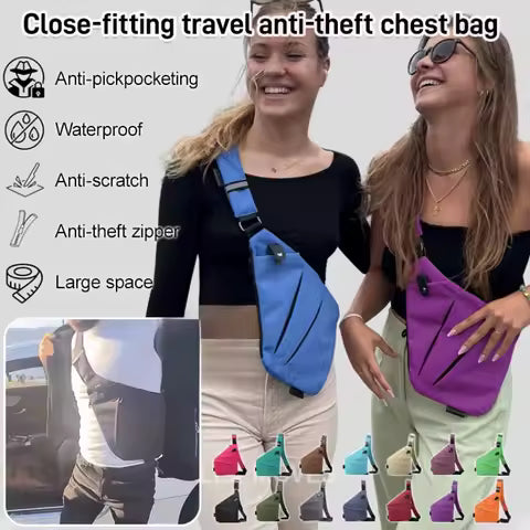 GMY Unisex Anti-Theft Chest Bag - Adjustable Straps, Multi-Purpose Storage Pouch, Secure Travel Wallet