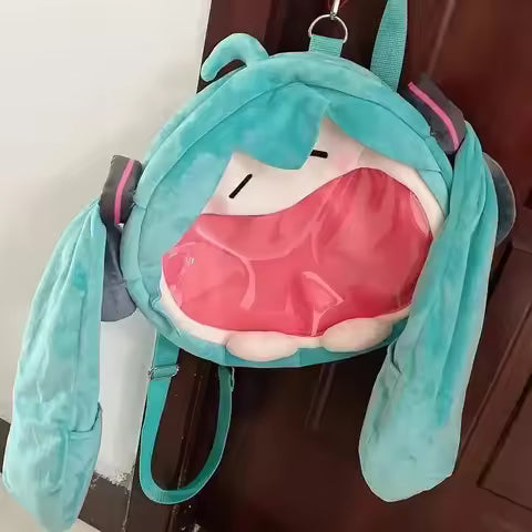 #2025 Hatsune Miku Shoulder Bag New Backpack Cute Anime Girl Plush Cartoon Kawaii Knapsack Student Bag Packet Kids Gifts Toys