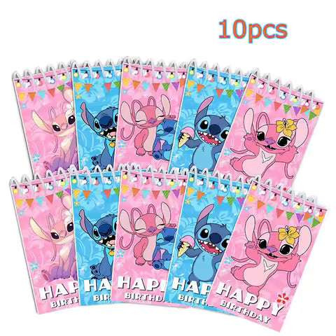 &&10pcs Disney Cute Stitch Coil Notebook Children's Agenda Weekly Notepad Diary Student Study Supplies Boys Girls Christmas Gift