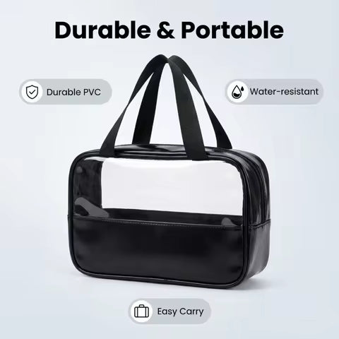 1 piece PVC transparent makeup bag, bath bag, travel portable waterproof toiletry bag, storage bag