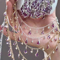 0.5/1/2M Summer Grape Purple Droplet Shaped Rhinestone Chain for DIY Waist Chain Bracelet Necklace headwear Accessories Material