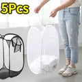 Folding Dirty Laundry Basket Sorting Washing Frame Bathroom Cloth Mesh Storage Bag Frame Bucket Laundry Organizers Storage Pouch