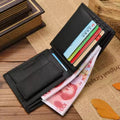 Premium Cowhide Wallet for Men Short Black Leather Bifold Wallet Classic Style Portefeuille Homme