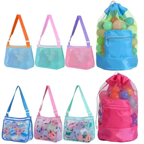 Children Sand Away Protable Mesh Bag Kids Bath Toys Storage Bags Swimming Beach Bag Shoulder Beach Mesh Bag Home Storage Bag