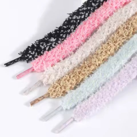 1 Pair 1CM Wide Round Laces Sneakers Casual Shoes AJ/AF1 Shoelaces Plush Fluffy Shoelaces 100/120/140/160cm Shoes Accessories
