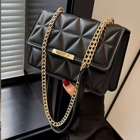 Fashion Chain Women'S Shoulder Bag, Chic Small Square Bag for Women, Luxury Quilted Handbag for Daily Travel, Shopping, Parties.