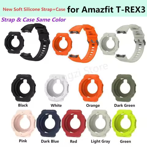 Soft Silicone Strap+Case for Amazfit T-REX3 Bumper Protective Shell Frame+Strap for Amazfit T Rex 3 Smart Watch Cover Accessory
