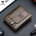 BULLCAPTAIN Men RFID Blocking Bifold Wallet Genuine Leather Card Holder Wallets with 15 Card Slots