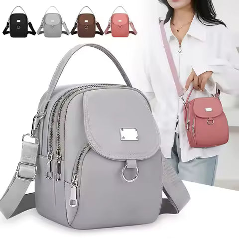 1PC Lady Casual Messenger Bag, Solid Color Multi-function Purse, Multi-layer Lightweight Oxford Handbag, Suitable for Going out