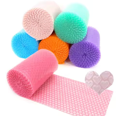0.2*6M Lovely Thicked Heart Shape Bubble Wrap Shockproof Packaging Buffer Bubble Paper Foam Roll Buffer Packaging Goods Pack