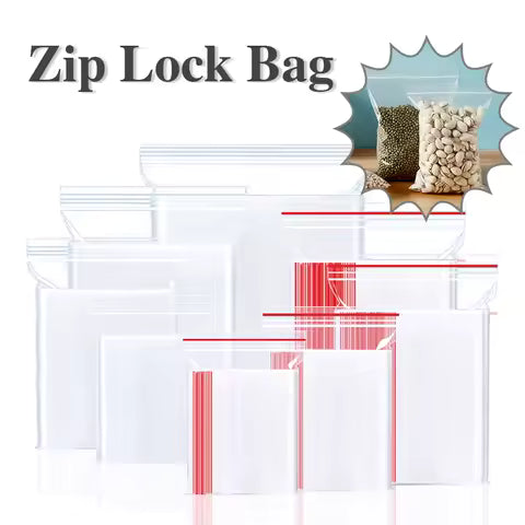 0.05/0.06/0.08/0.1/0.12/0.16/0.2mm Thickness Reclosable Zip Lock Plastic Bag Self Seal Clear Poly Storage Packae Pouche for Home