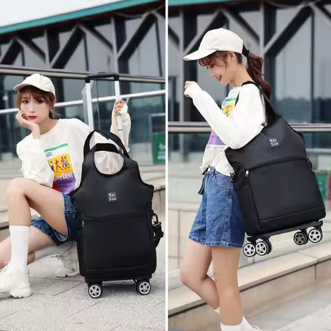 Ultra-light Handheld Travel Bag with Plane Wheel Cartonizable Women's Bag op Car Vegetable Bung Tru Detachable Fold...