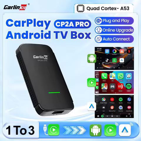 CarlinKit 4.0 CP2A Pro 3-In-1 Android TV Box CarPlay Ai Box Support Netflix YouTube Wireless CarPlay &Android Auto Smart Car Box