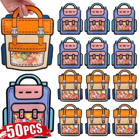 1-50Pcs Bulk Goodie Bags Cute Cartoon Birthday Backpack with Top Handle for Kids Snack Candy Bag For Halloween Party Favors