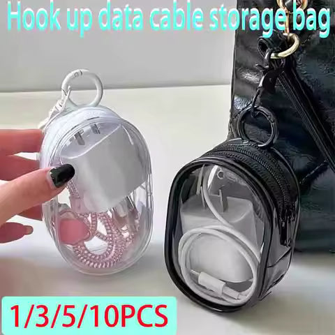 1-10 PCS Storage Bag Data Cable Travel Headphone Charger Cable Protection Multi-Purpose Organization Visual Portable Storage Bag