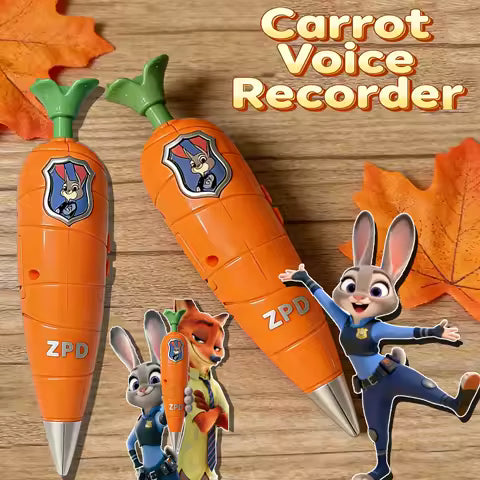 # Disney Zootopia 2 Carrot Recorder Pen | Judy & Nick Style for Kids | 60s Mini Recorder | 2-in-1 Gel Pen Stationery