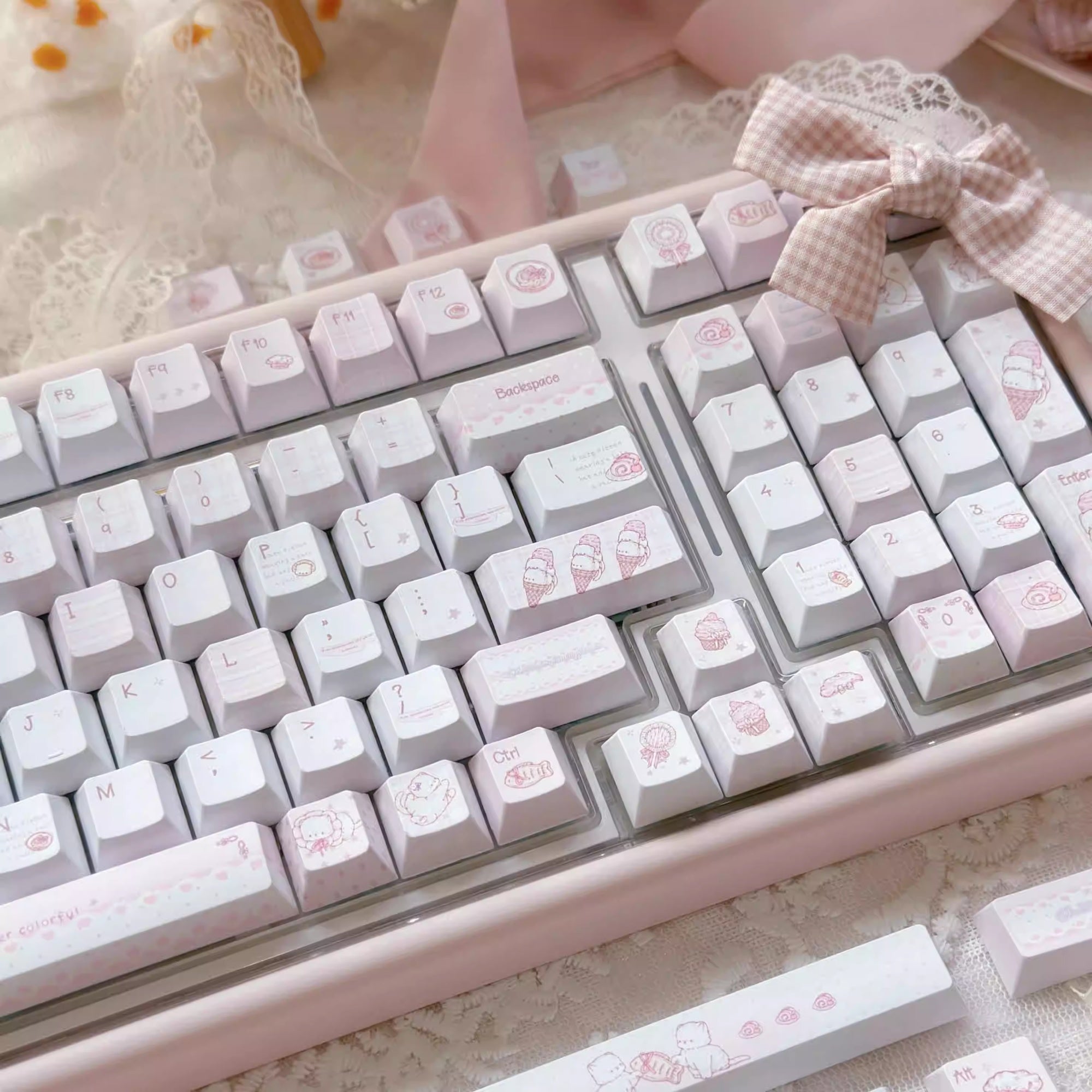 Dessert Meow Original Height Five-sided Sublimation Keycaps Suitable For Mechanical Keyboards
