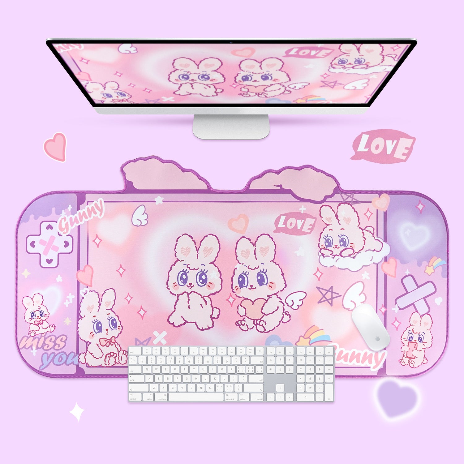 Original Fluffy Rabbit Oversized Mouse Pad Special-shaped Large Table Mat