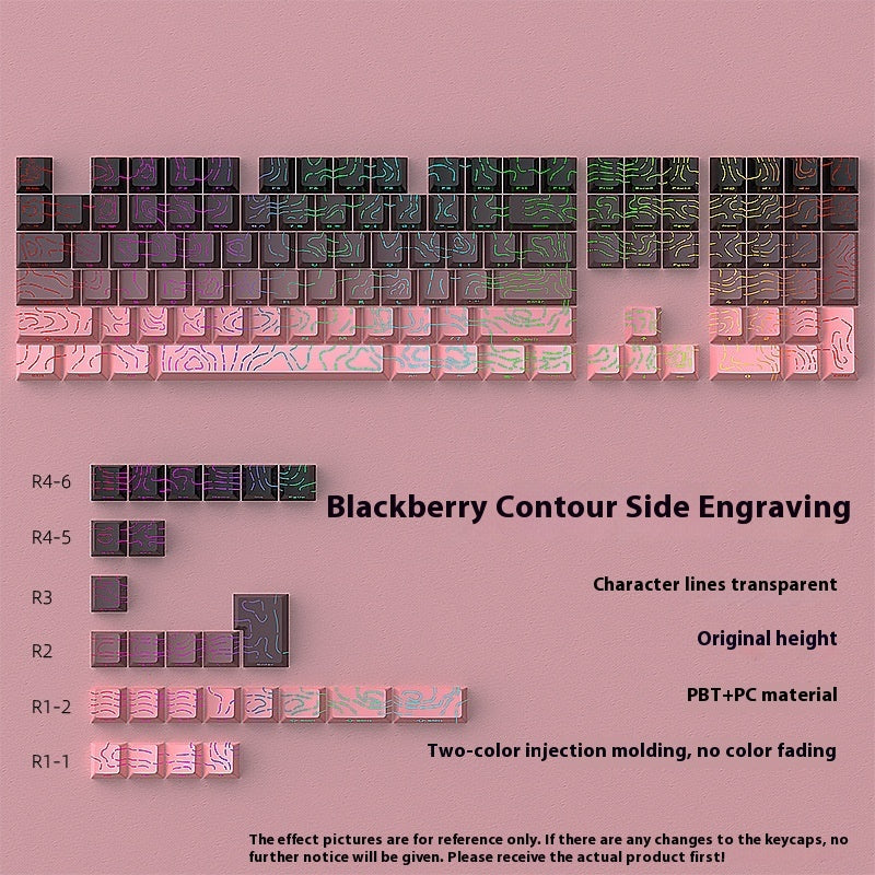 Black Rose Contour Line Two-color Crack Luminous Key Cap