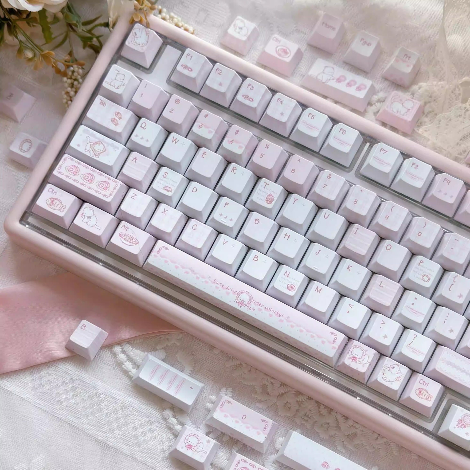 Dessert Meow Original Height Five-sided Sublimation Keycaps Suitable For Mechanical Keyboards