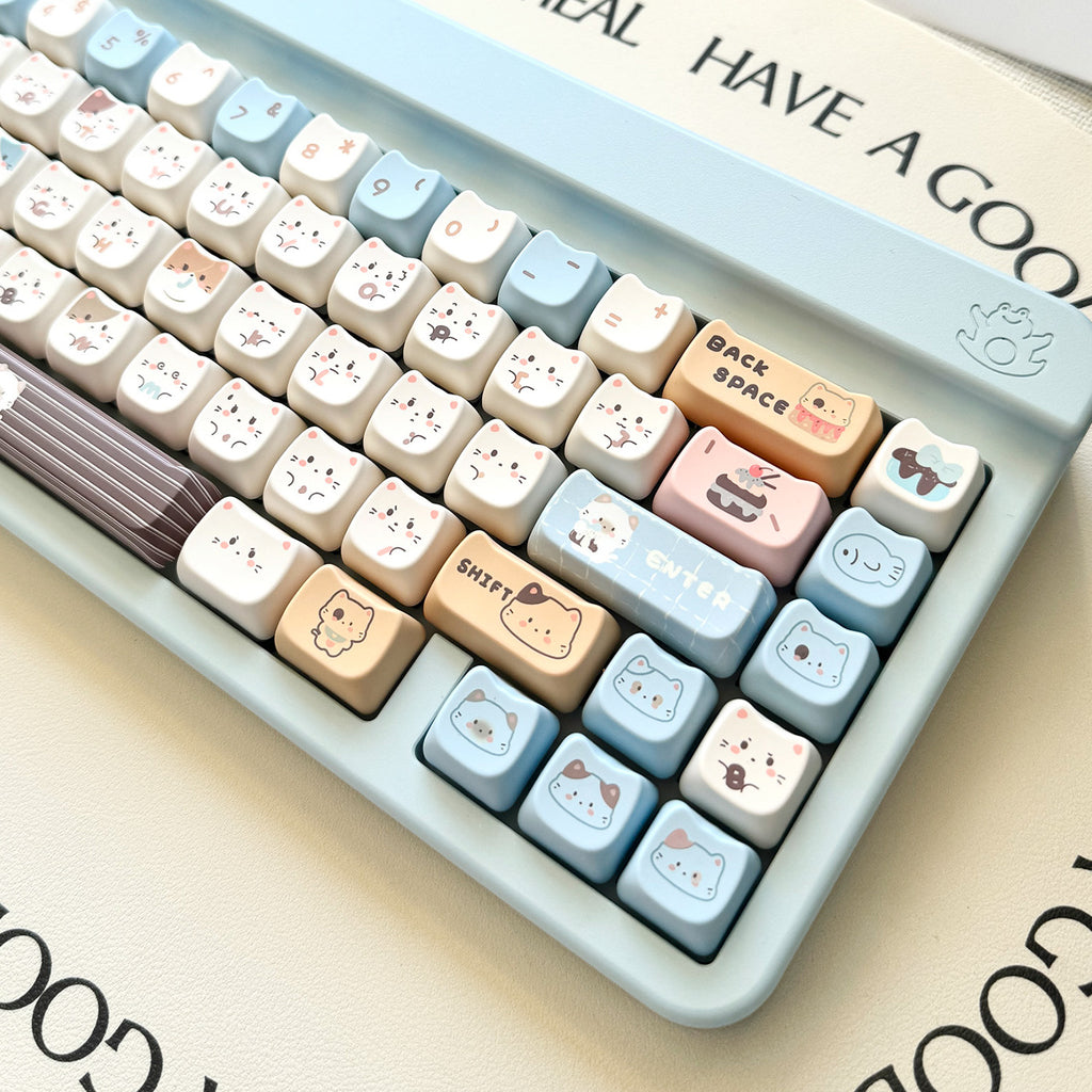 High Sea Salt Cat Full Set PBT Sublimation Key Cap March Past Space 7u Supplement